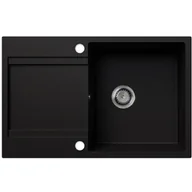 Zlewozmywaki - EOS Zlewozmywak granitowy GIOKO z ociekaczem (czarny brokat złoty) - miniaturka - grafika 1