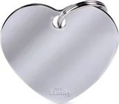 Odblaski i adresówki - Zawieszka Adresówka Identyfikator z grawerem dla psa i kota serce duże chrom - miniaturka - grafika 1