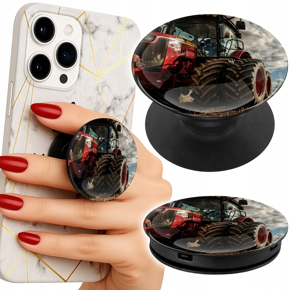 Uchwyt do telefonu Popsocket na palce/stojak TRAKTOR CIĄGNIK ROLNICZY FARMA