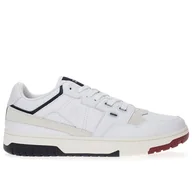 Buty sportowe męskie - Buty Tommy Hilfiger Basket Street Mix FM0FM04970-YBS - białe - miniaturka - grafika 1