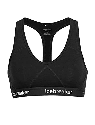 Icebreaker Sprite Racerback damski biustonosz dopasowany do ciała - czarny/czarny, X-Small