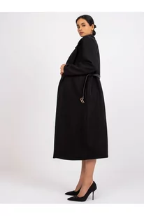 Oversizowy długi płaszcz damski - czarny - Kurtki damskie - miniaturka - grafika 1