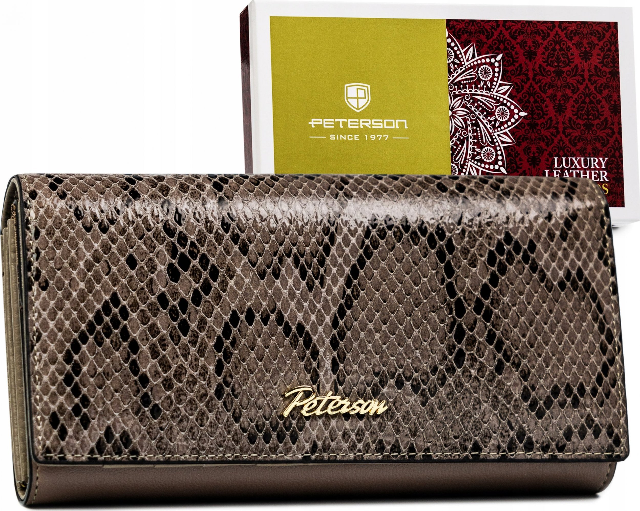 Peterson Duży portfel damski z podwójną sekcją na bilon