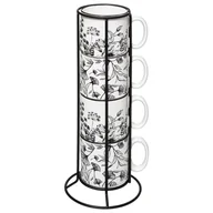 Filiżanki - Filiżanki Ceramiczne Na Stojaku Floral, 240 Ml, 4 Sztuki - miniaturka - grafika 1