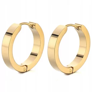 Złote kolczyki damskie gładkie klasyczne koła przekrój kwadratowy - Kolczyki - miniaturka - grafika 1