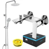 Baterie wannowe i prysznicowe - SOTBE NEA bateria wannowa asymetryczna BWA + deszczownica PREMIUM - miniaturka - grafika 1