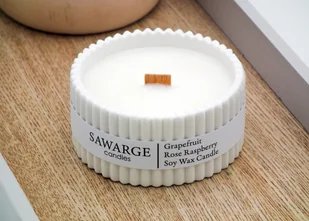świeca sojowa dekoracyjna biała grapefruit malina róża 100g/Sawarge Candles - Świece - miniaturka - grafika 1