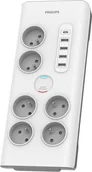 Listwy zasilające - Listwa zasilająca Philips Listwa zasilająca antyprzepięciowa Philips SPN7060WA/60 / 2 m / 6 gniazd / USB / biała - miniaturka - grafika 1