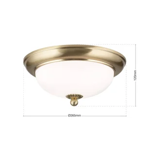 ORION Lampa sufitowa Empire, Ø 26,5 cm, mosiądz, matowe opalowe szkło - Lampy sufitowe - miniaturka - grafika 1