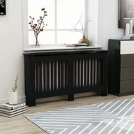 Akcesoria grzewcze - vidaXL Osłona na kaloryfer, czarna, 152x19x81 cm, MDF - miniaturka - grafika 1