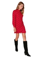 Sukienki - Trendyol Damska sukienka z falbanką i okrągłym dekoltem, Czerwony, 62 - miniaturka - grafika 1