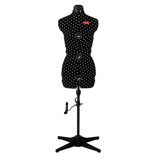 PRYM 611752 Manekin krawiecki "Prymadonna Polka Dots" w czarno-białe kropki, regulacja wysokości i obrotu w kropki, rozmiar S (36-42), w zestawie zaokrąglacz spódnicy z mocowaniem szpilki, - Manekiny wystawowe - miniaturka - grafika 1