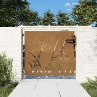 Bramy garażowe - vidaXL Furtka ogrodowa, 85x100 cm, stal kortenowska, motyw trawy - miniaturka - grafika 1