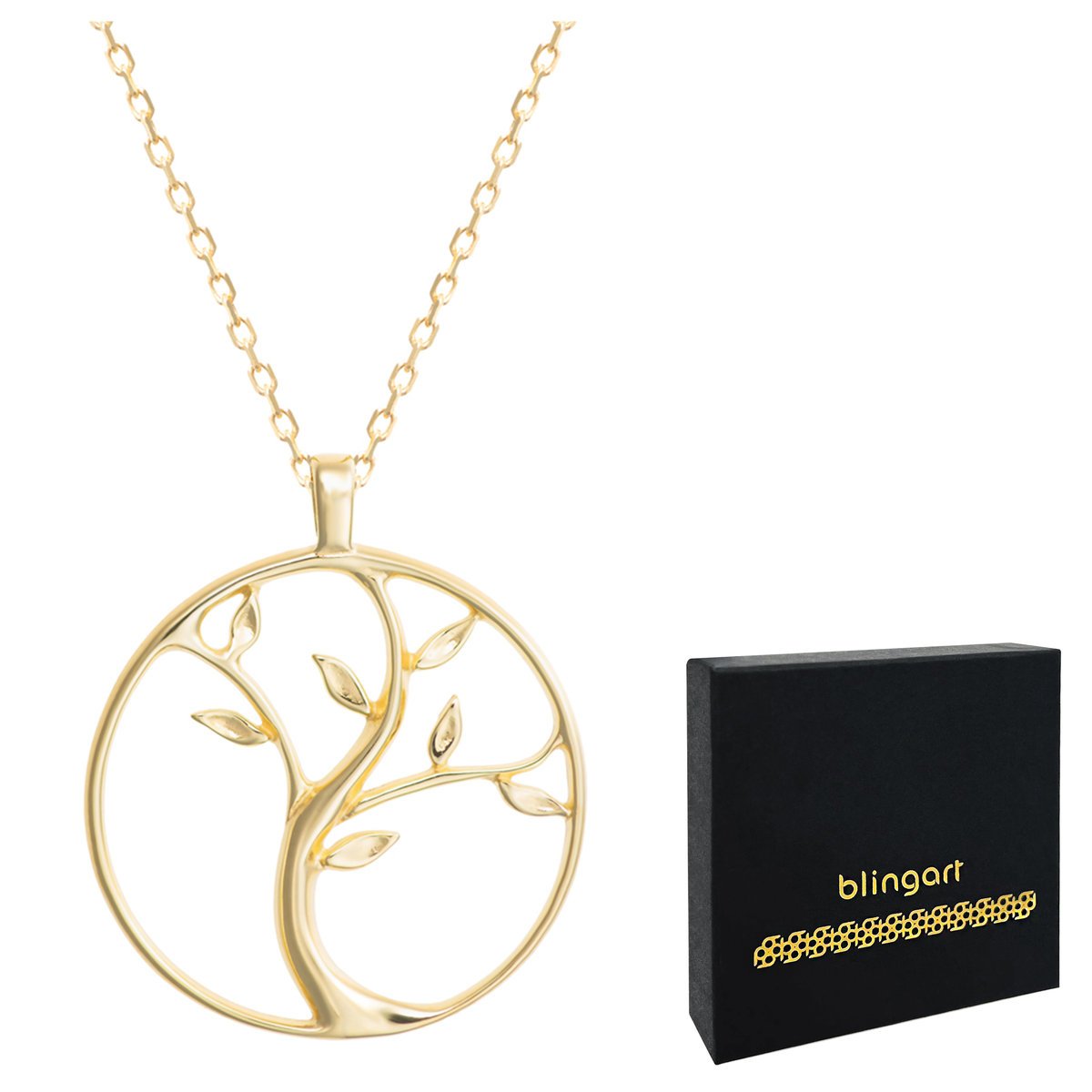 Naszyjnik SREBRNY damski pozłacany zawieszka drzewko szczęścia SREBRO 925