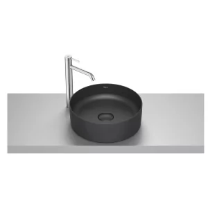 ROCA A32787N080 TERRA Umywalka nablatowa okręgła 39 cm Fineceramic? CZARNY MAT - Umywalki - miniaturka - grafika 1