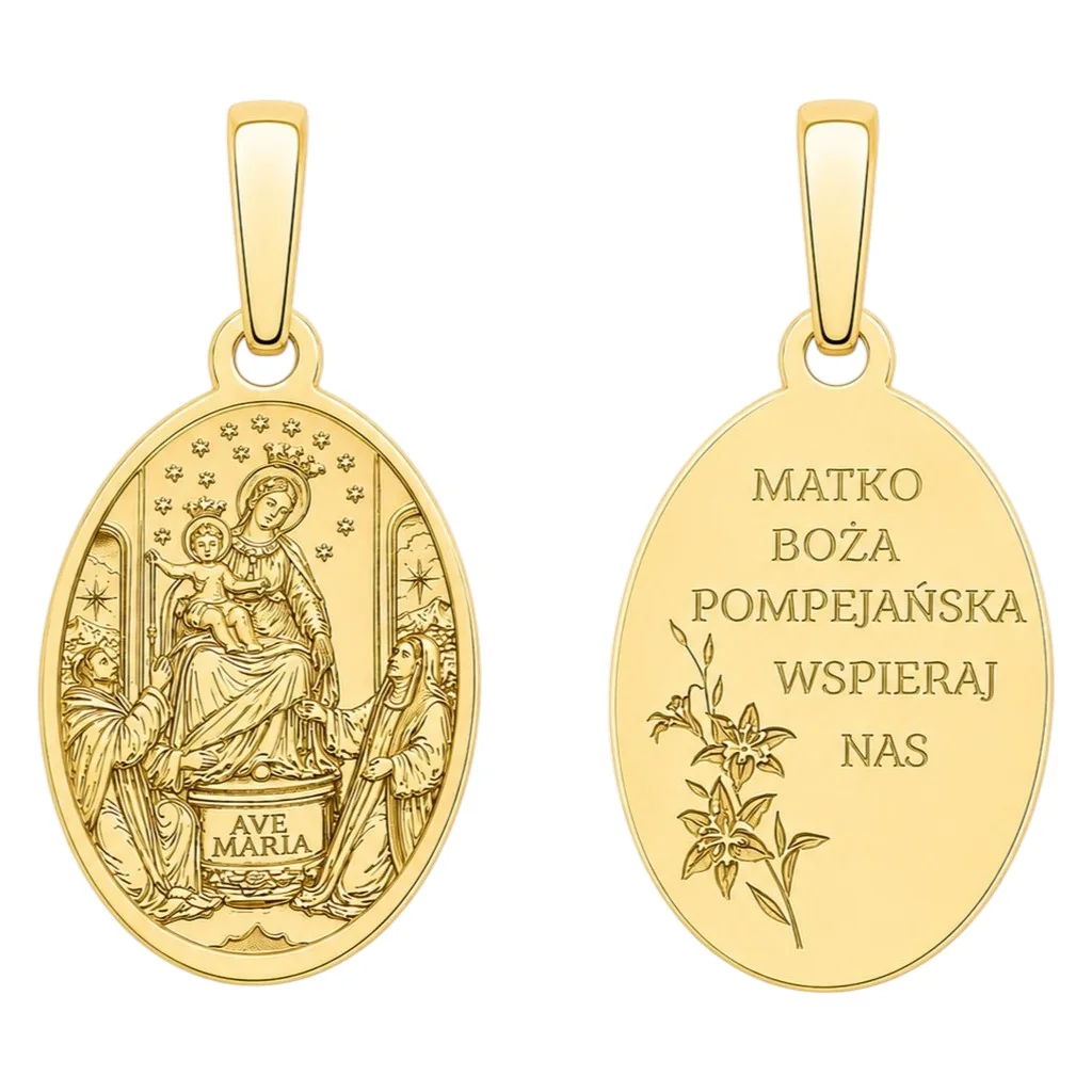Medalik srebrny Ag 925 pozłacane M.B. Pompejańska MDC150G