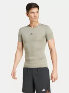 Koszulki sportowe męskie - adidas Koszulka techniczna Techfit Compression JE6700 Zielony Slim Fit - miniaturka - grafika 1