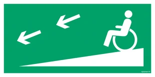 AC079 DROGA EWAKUACYJNA DLA NIEPEŁNOSPRAWNYCH LEWOSTRONNA, PS - PŁYTA PCV 1MM FOTOLUMINESCENCYJNA; (800X400MM) - Systemy ekspozycyjne i znaki informacyjne - miniaturka - grafika 1