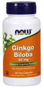 Suplementy naturalne - NOW Foods - Ginkgo Biloba, Miłorząb Dwuklapowy, 60mg, 60 vkaps - miniaturka - grafika 1