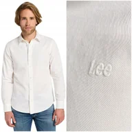 Koszule męskie - Lee PATCH SHIRT Bright White biała koszula bawełniana męska małe logo L - miniaturka - grafika 1