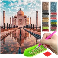 Zabawki kreatywne - Haft Diamentowy ARTULIO, Obraz DIY 5D, Diamond Painting, Mozaika Diamentowa 30X40cm (Tadż Mahal odbity w tafli spokojnej wody) + Zestaw Akcesoriów - miniaturka - grafika 1