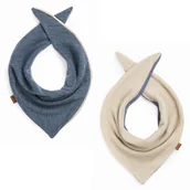 Szaliki i chustki dla dzieci - Chusteczka merino dwustronna - jeans-beż - miniaturka - grafika 1