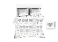 Pościel - Karo Pościel z kory 160x200 1108N biała serca paczłork szary 1646E - miniaturka - grafika 1