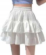 Spódnice - Mini Spódniczka Spódnica Dwuwarstwowa Damska Z Wysokim Stanem Biała M - miniaturka - grafika 1