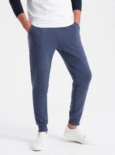 Ombre Clothing Męskie spodnie dresowe Beauved ciemnoniebieski M - Spodnie sportowe męskie - miniaturka - grafika 1
