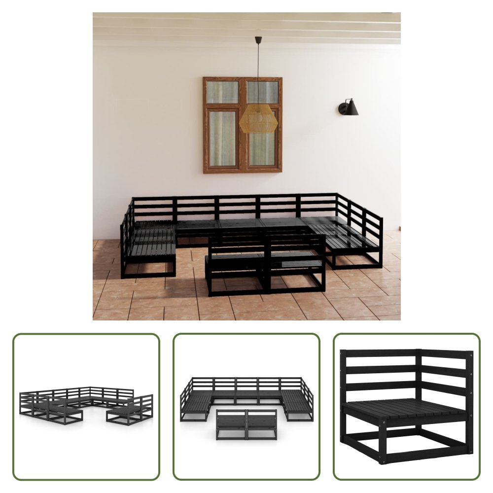 The Living Store 11-cz. Zestaw wypoczynkowy do ogrodu z litego drewna sosnowego