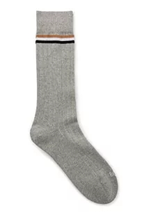 BOSS Męskie skarpety BS Rib Stripe CC Boot Socks, Silver40, 39-42 - Skarpetki męskie - miniaturka - grafika 1