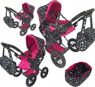 Wózki dla lalek - Wózek Dla Lalek Spacerówka Gondola 3w1 Duże Koła - miniaturka - grafika 1