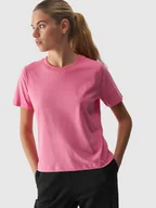 Koszulki sportowe damskie - Damski t-shirt basic 4F 4FWAW24TTSHF1650 - różowy - miniaturka - grafika 1