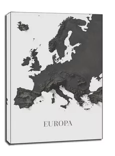 Europa mapa czarno biała - obraz na płótnie Wymiar do wyboru: 40x60 cm - Obrazy i zdjęcia na płótnie - miniaturka - grafika 1