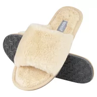 Kapcie damskie - Kapcie Damskie Soxo Futrzane Beżowe Z Twardą Podeszwą Tpr - 37–38 - miniaturka - grafika 1