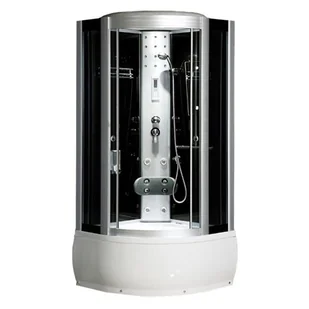 Kabina prysznicowa z hydromasażem i sauną głęboki brodzik czarne ściany 100x100 WSH7102S-100 - Kabiny z hydromasażem - miniaturka - grafika 1
