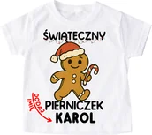 Koszulki dla dziewczynek - Koszulka dla dziecka na Mikołajki - świąteczny pierniczek z imieniem - miniaturka - grafika 1