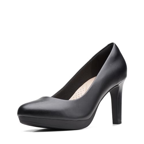 Clarks Damskie czółenka Ambyr Joy, Czarna skóra, 38 EU szeroki