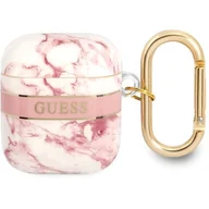Akcesoria do słuchawek - Etui Guess do AirPods cover różowy/pink Marble Strap Collection - miniaturka - grafika 1
