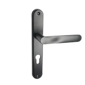 Klamki - Klamka do drzwi wewnętrznych z długim szyldem do wkładki Oval Czarna - miniaturka - grafika 1