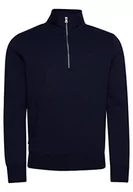 Bluzy męskie - Superdry Vintage Logo Emb Zip Henley Bluza męska, Rich Navy Marl, XXL - miniaturka - grafika 1