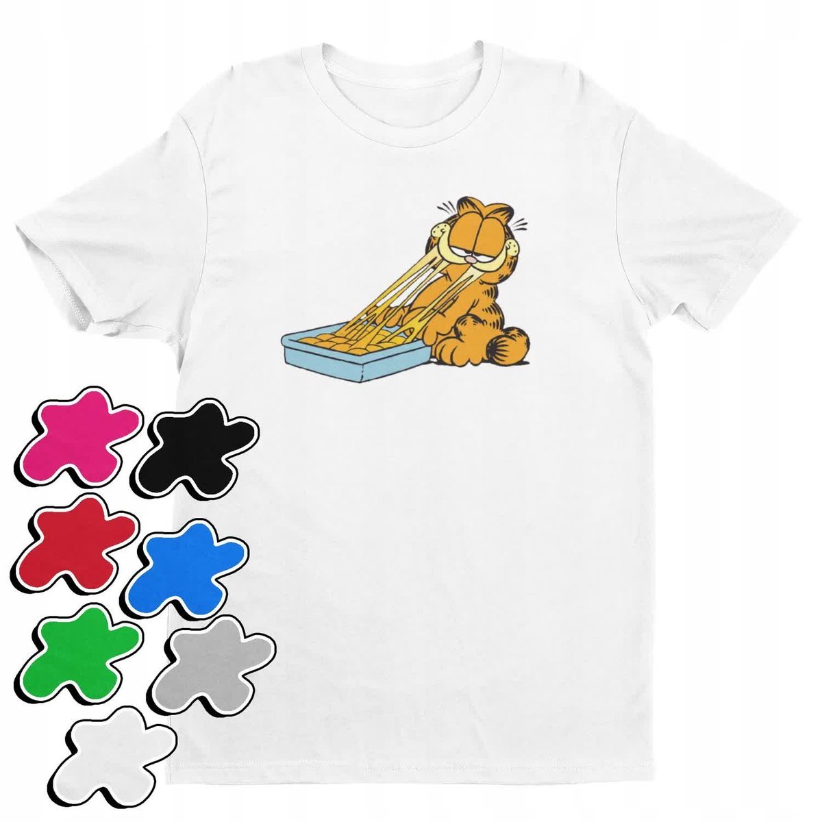 Koszulka T-Shirt Dziecięca Z Nadrukiem Garfield Kot Lasagne -M 134-140