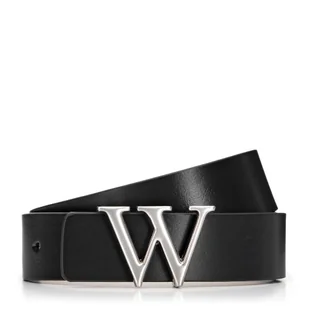 Skórzany pasek z literą W na klamrze granatowo - beżowy - Wittchen - Paski - miniaturka - grafika 1