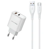 Ładowarki do telefonów - AWEI ład. siec. PD81T-EU 22.5W + kabel USB + USB-C biała/white GaN - miniaturka - grafika 1