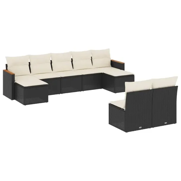 Zestaw mebli ogrodowych rattanowy czarny 55x62x69 cm