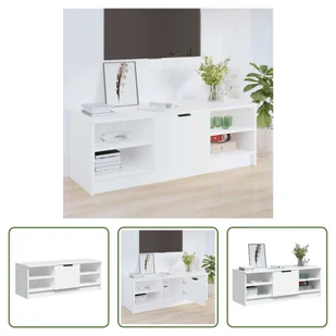 The Living Store szafka pod telewizor biała 102x35,5x36,5 cm materiał drewnopochodny - Szafki RTV - miniaturka - grafika 1