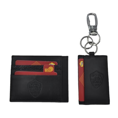 AS Roma, Zestaw etui na karty kredytowe i brelok 100% skóra-ROMA 163446 męski, standardowy, czarne, Standard