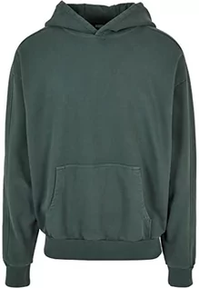 Bluzy męskie - Urban Classics Męska bluza z kapturem Heavy Terry Garment Dye Hoody, męska bluza o wyglądzie oversize, dostępna w wielu kolorach, rozmiary XS - 5XL, zielony butelkowy, 4XL - grafika 1