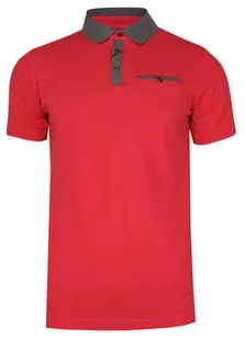 Różowo-Szara Elegancka Koszulka Polo -RANIR- 100% Bawełna, Męska, Krótki Rękaw - Ranir - Koszulki męskie - miniaturka - grafika 1