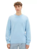 Swetry męskie - TOM TAILOR Denim Sweter męski, 32245-Washed Out Middle Blue, L - miniaturka - grafika 1